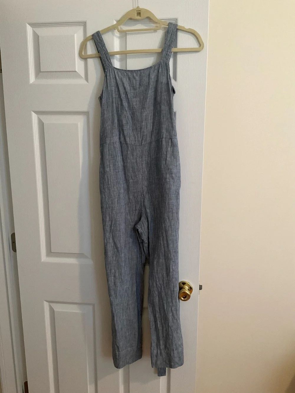 Everlane The Linen Side-Button Jumpsuit - Blue White Stripe - 00